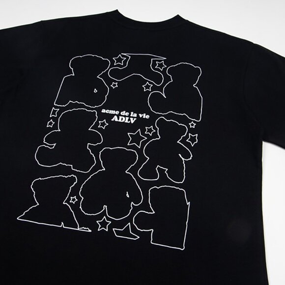 Acme De La Vie Black Short-Sleeved T-Shirt With Bear Lines Print - Picture 3 of 5